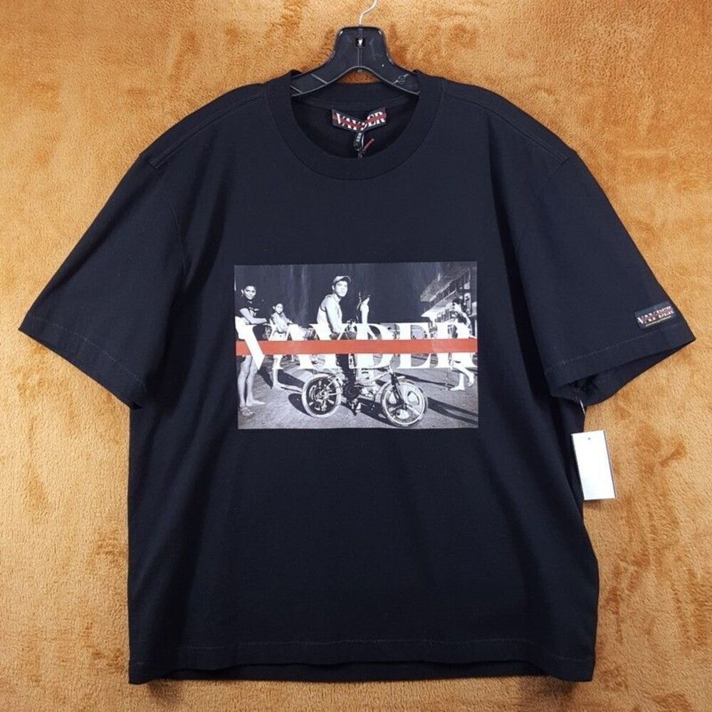 VAYDER Shirt Mens Medium Black Pullover Crew Graphic Bike T-Shirt Tee Logo $195